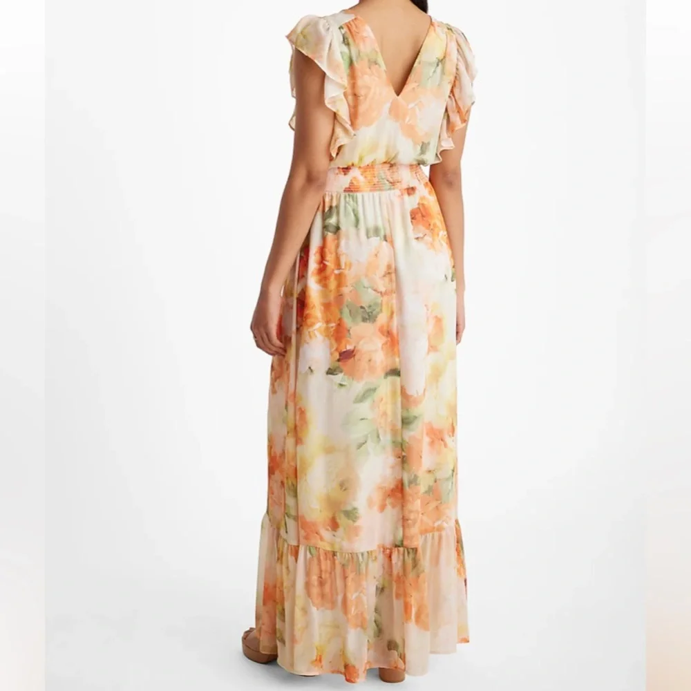 Floral Flutter Sleeve Maxi Dress NWT - Picture 2 of 13